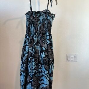 Blue and Black Patterned Mini Dress